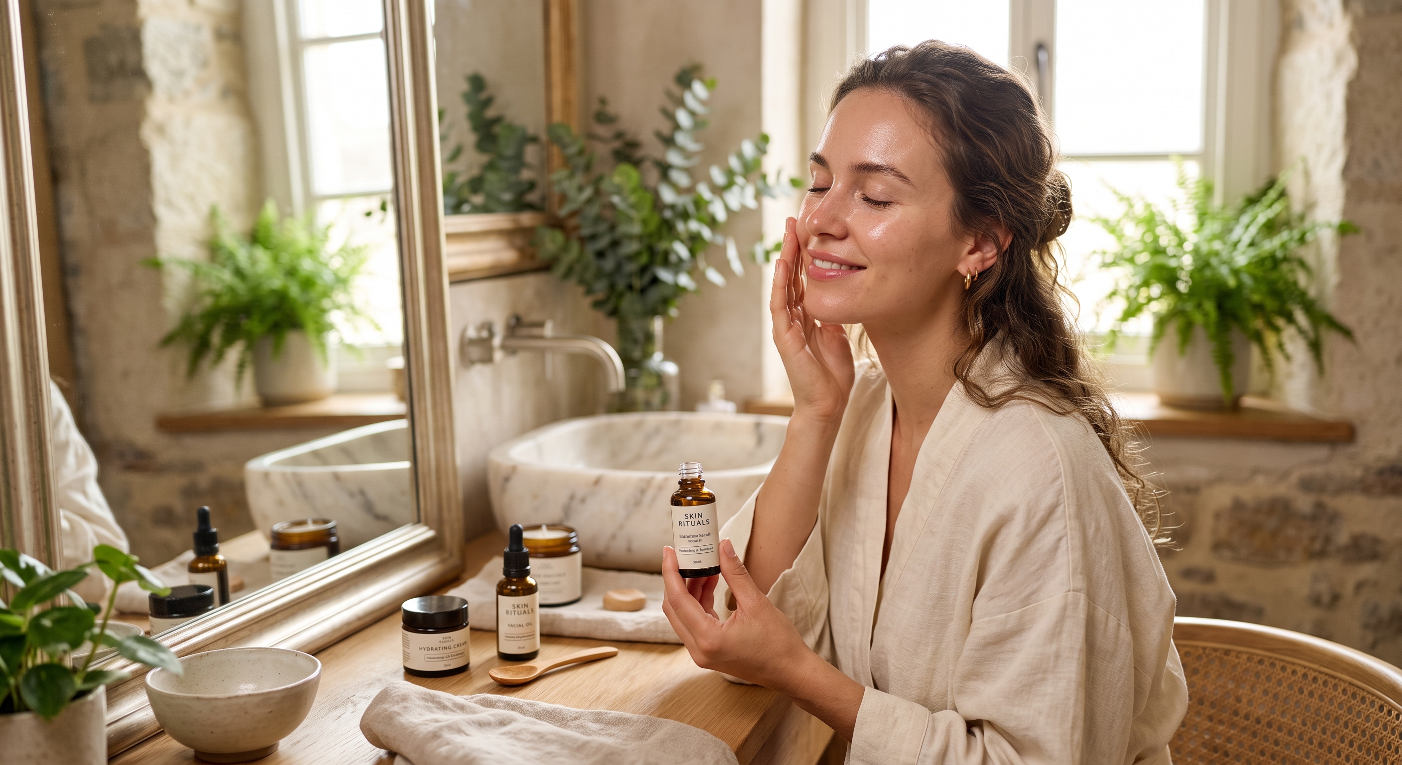 Express facial and skincare ritual — glowing, hydrated skin